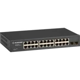 Black Box Corporatio Black Box Gigabit Ethernet Managed Switch - (24) RJ-45, (2) SFP - 24 Ports - Manageable - 10/100/1000Base-T - TAA Compliant - 2 Layer Supported - Modular - 2 SFP Slots - Twisted Pair, Optical Fiber - 1U High - Desktop, Rack-moun