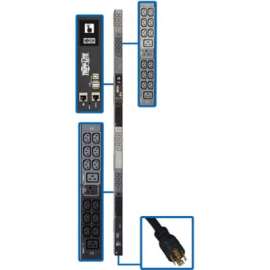 Tripp Lite 3-Phase PDU Monitored 5.8kW 208 & 120V 36 C13; 6 C19; 3 5-15/20R - Monitored - NEMA L21-20P - 36 x IEC 60320 C13, 6 x IEC 60320 C19, 3 x NEMA 5-15/20R - 230 V AC - Network (RJ-45) - 0U - Vertical - Rack Mount - Rack-mountable - TAA Compli