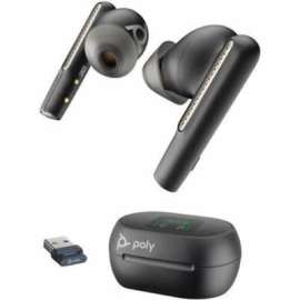 Poly Plantronics Voyager Free 60+ UC Earset - Stereo, Mono - True Wireless - Bluetooth - 98.4 ft - 20 Hz - 20 kHz - Earbud - Binaural - In-ear - Noise Canceling - Carbon Black