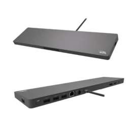 Cyber Acoustics CA Essential Docking Station for Laptop USB A Ethernet Dual Video Ports