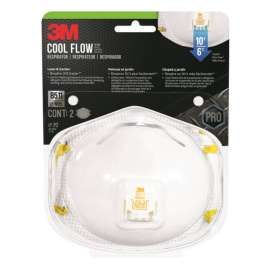 3M N95 Lawn and Garden Disposable Respirator Pro Series Valved White 2 pk