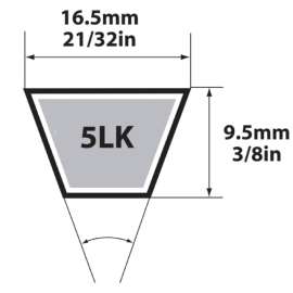 Mitsuboshi Super KB 5LK960 V-Belt 0.63 in. W X 96 in. L For Riding Mowers