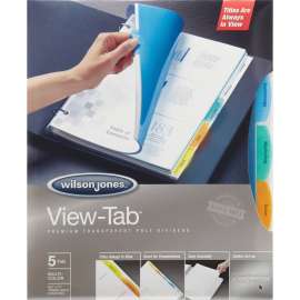 View-Tab Transparent Index Dividers, 5-Tab, 11 x 8.5, Assorted, 1 Set