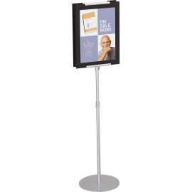 Adjustable Sign Stand, Metal, Stands 44" - 73" High, Silver