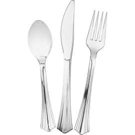 Heavyweight Plastic Cutlery Combo: Fork, Knife, Spoon; Silver, 450/Carton