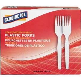 Genuine Joe Heavyweight White Plastic Forks