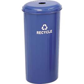 Tall Recycling Receptacle for Cans, Round, Steel, 20 gal, Recycling Blue