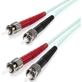 StarTech.com 1m (3ft) ST/UPC to ST/UPC OM3 Multimode Fiber Optic Cable, Full Duplex Zipcord Fiber, 100Gbps, LOMMF, LSZH Fiber Patch Cord