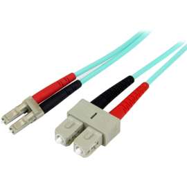 StarTech.com 1m (3ft) LC/UPC to SC/UPC OM3 Multimode Fiber Optic Cable, Full Duplex Zipcord Fiber, 100Gbps, LOMMF, LSZH Fiber Patch Cord