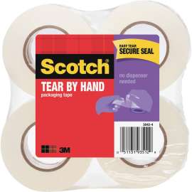 Tear-By-Hand Packaging Tapes, 1.5" Core, 1.88" x 50 yds, Clear, 4/Pack