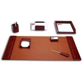 Dacasso Mocha Leather 7-Piece Desk Pad Kit