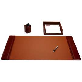 Dacasso Mocha Leather 3-Piece Desk Pad Kit