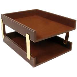 Dacasso Front Load Letter Tray With Gold Posts