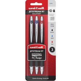 uni Jetstream RT Ballpoint Pen, Black, Blue, Red, 3/Pack