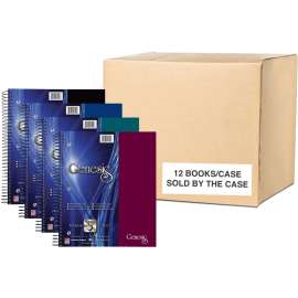 Roaring Spring Genesis College Ruled 5 Subject Spiral Notebook with Double Pocket, 1 Case (12 Total), 11" x 9" 200 Sheets, Assorted Colors, 400 Pages