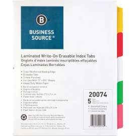 Bus. Source Laminated Write-On Tab Indexes