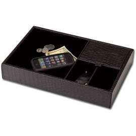 Dacasso Crocodile Embossed Black Leather Standard Valet Tray