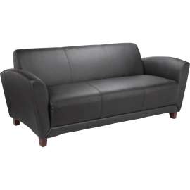 Lorell Reception Seating Black Leather Sofa