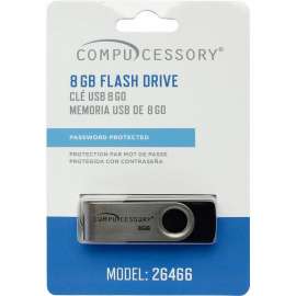 Compucessory - 8 GB Black/Aluminum USB 2.0 Flash Drive with Password Protection (1 per Pack)
