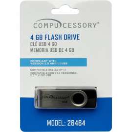 Compucessory - 4 GB Black/Aluminum USB 2.0 Flash Drive (1 per Pack)