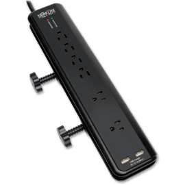 Protect It! Clamp-Mount Surge Protector, 6 Outlets/2 USB, 6 ft. Cord, 2100 J