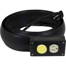Lay-Flat Power Extension And Cord Cover, 13 Amps, 125 V, 10ft, Black