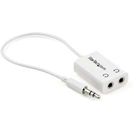 StarTech.com White Slim Mini Jack Headphone Splitter Cable Adapter