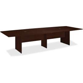 Bush 120W x 48D Boat Shaped Conference Table with Wood Base, Mocha Cherry