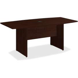 Bush 72W x 36D Boat Shaped Conference Table with Wood Base, Mocha Cherry