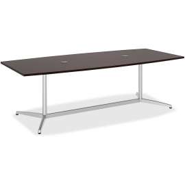 Bush 96W x 42D Boat Shaped Conference Table with Metal Base, Mocha Cherry/Silver