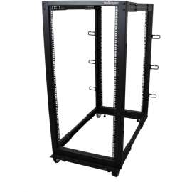 StarTech.com 25U Adjustable Depth Open Frame 4 Post Server Rack w/ Casters / Levelers and Cable Management Hooks