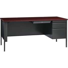 Lorell Fortress Series Mahogany Laminate Top Desk