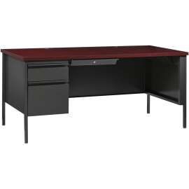 Lorell Fortress Series Mahogany Laminate Top Desk
