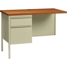 Lorell Fortress Series Oak Laminate/Putty Desk