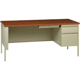 Lorell Fortress Series Oak Laminate/Putty Desk