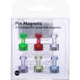 Interchangeable Magnetic Board Accessories, Magnetic Push Pins, Assorted, 6/Pack