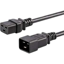 StarTech.com 10ft (3m) Heavy Duty Extension Cord, IEC C19 to IEC C20 Black Extension Cord, 15A 250V, 14AWG, Heavy Gauge Power Cable