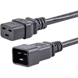 StarTech.com 6ft (1.8m) Heavy Duty Extension Cord, IEC C19 to IEC C20 Black Extension Cord, 15A 125V, 14AWG, Heavy Gauge Power Cable