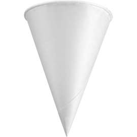 Rolled Rim Paper Cone Cups, 4oz, White, 200/Bag, 25 Bags/Carton