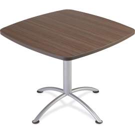 iLand Table, Contour, Square Seated Style, 36" x 36" x 29", Natural Teak/Silver