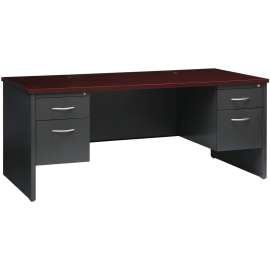 Lorell Mahogany Laminate/Charcoal Modular Desking