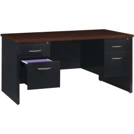 Lorell Walnut Laminate/Black Steel Modular Desking