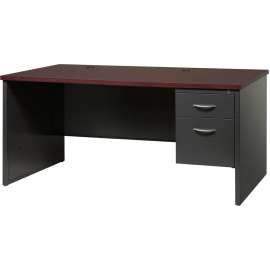 Lorell Walnut Laminate/Black Steel Modular Desking