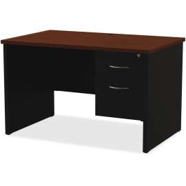 Lorell Walnut Laminate/Black Steel Modular Desking