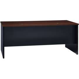 Lorell Walnut Laminate/Black Steel Modular Desking