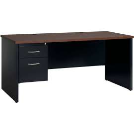 Lorell Walnut Laminate/Black Steel Modular Desking