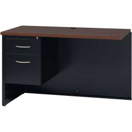 Lorell Walnut Laminate/Black Steel Modular Desking