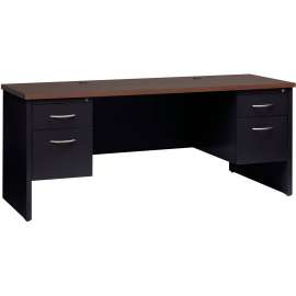 Lorell Walnut Laminate/Black Steel Modular Desking