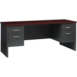 Lorell Mahogany Laminate/Charcoal Modular Desking