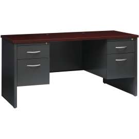 Lorell Mahogany Laminate/Charcoal Modular Desking